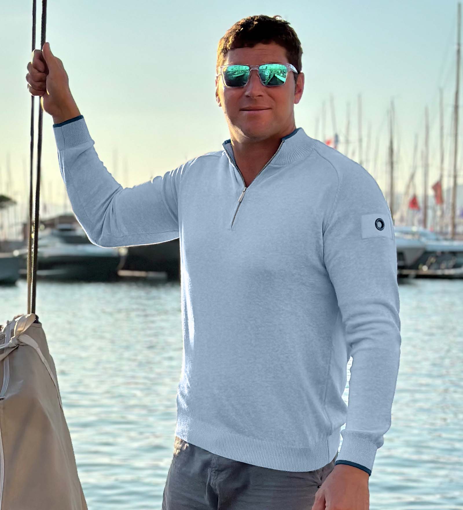 Pullover Half-Zip Blau für Herren 