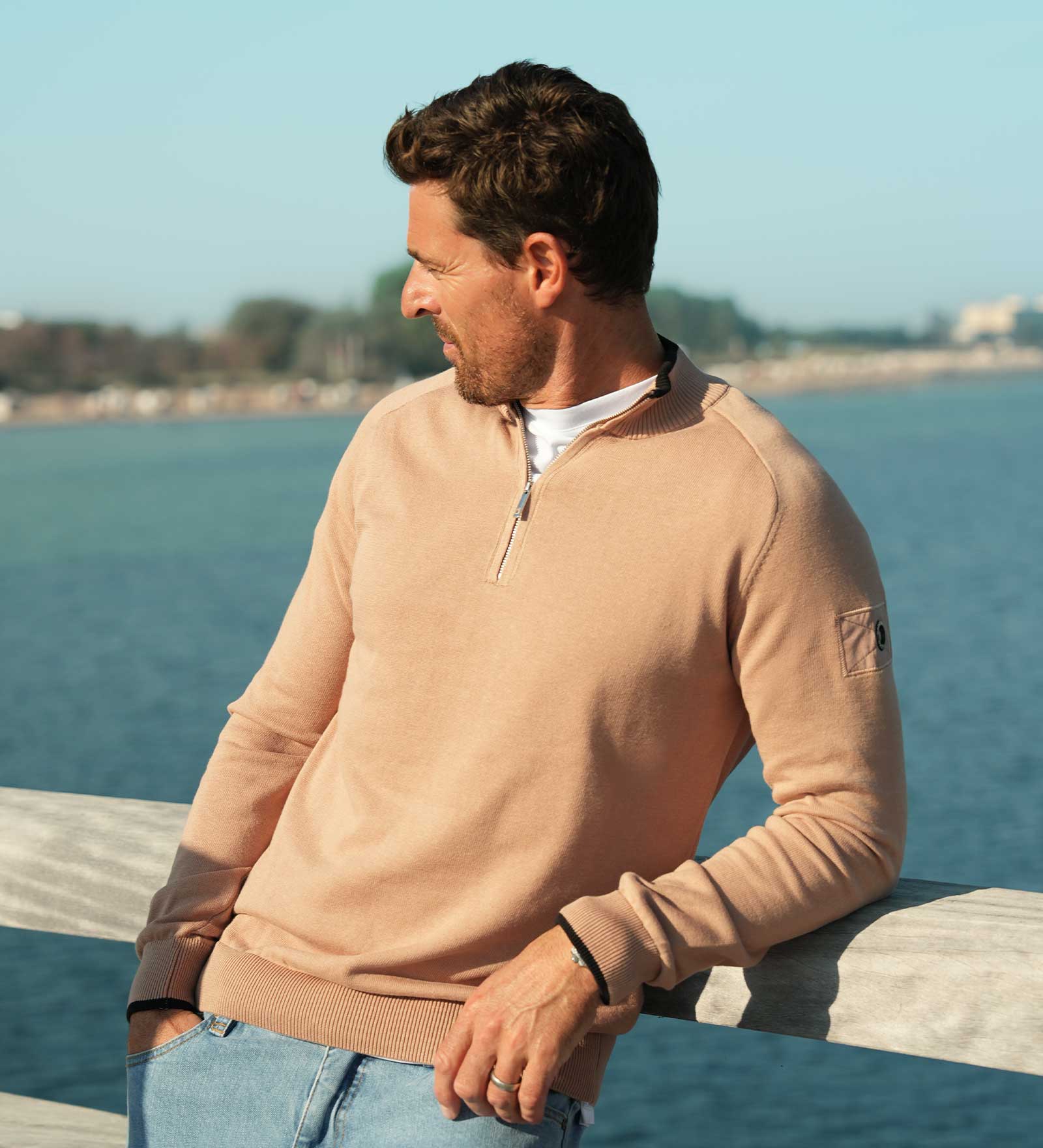Trui met rits Beige voor Heren Trui met rits Beige voor Heren