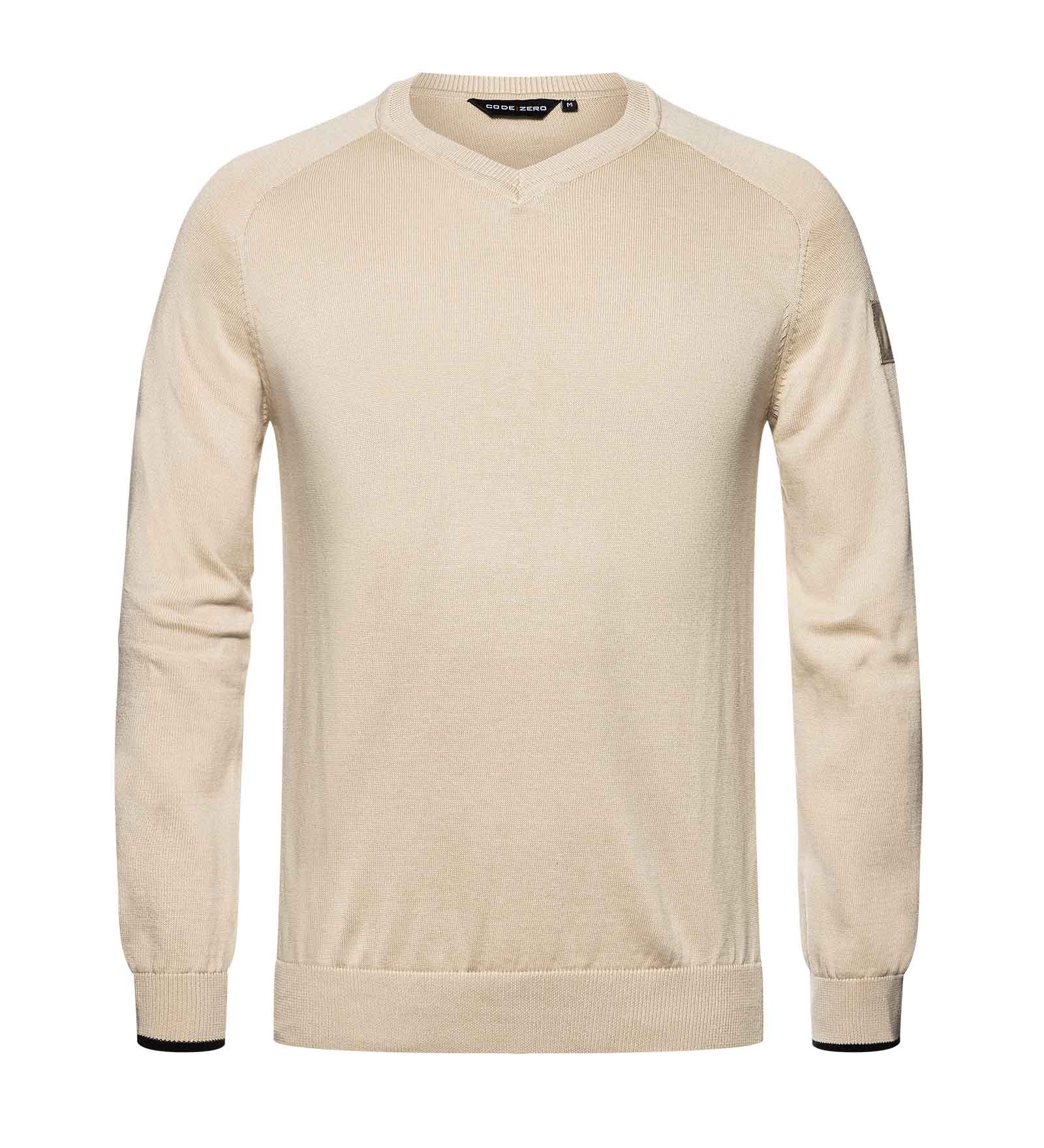 Beige v neck jumper for men