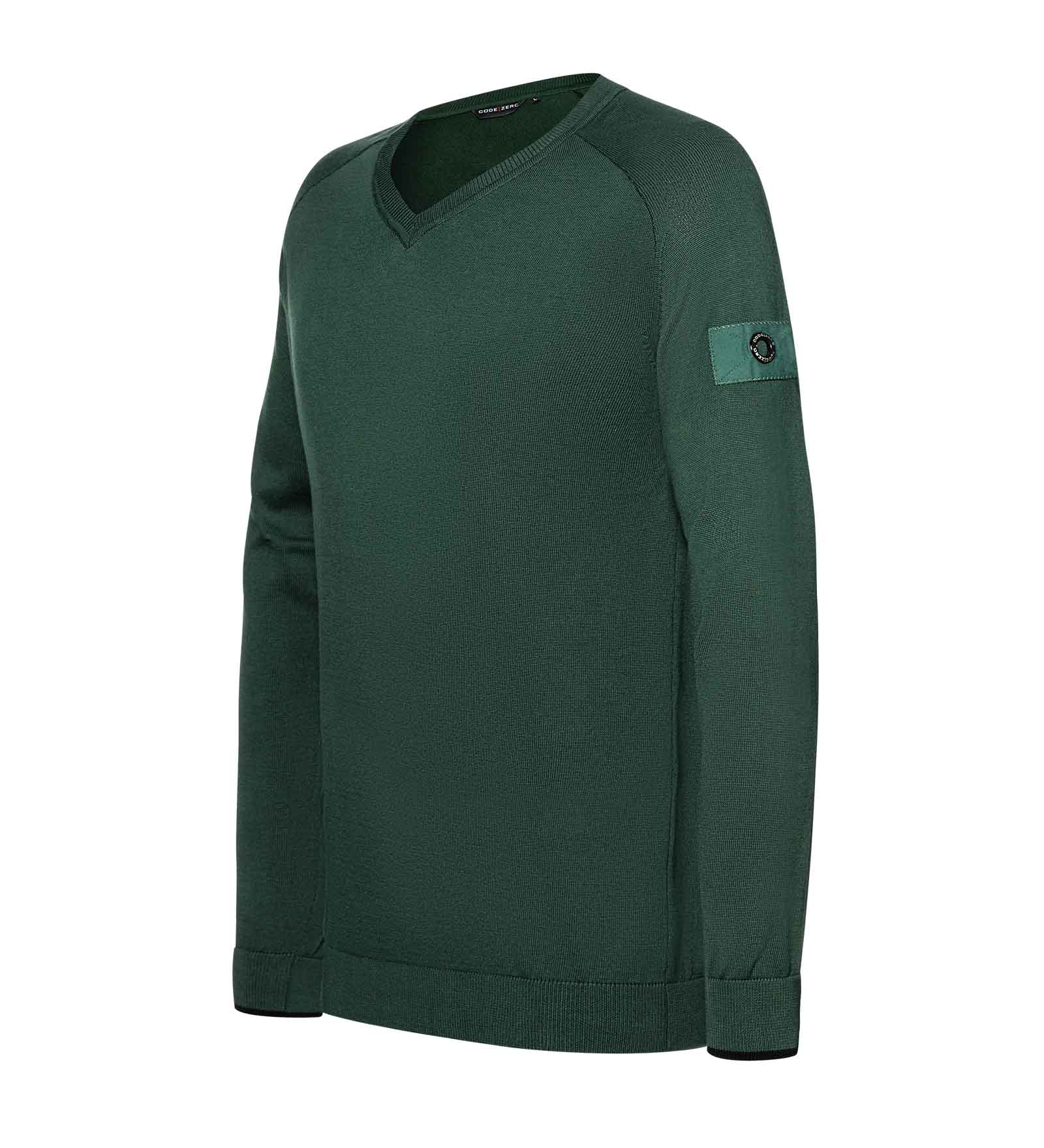 Green v neck jumper for men