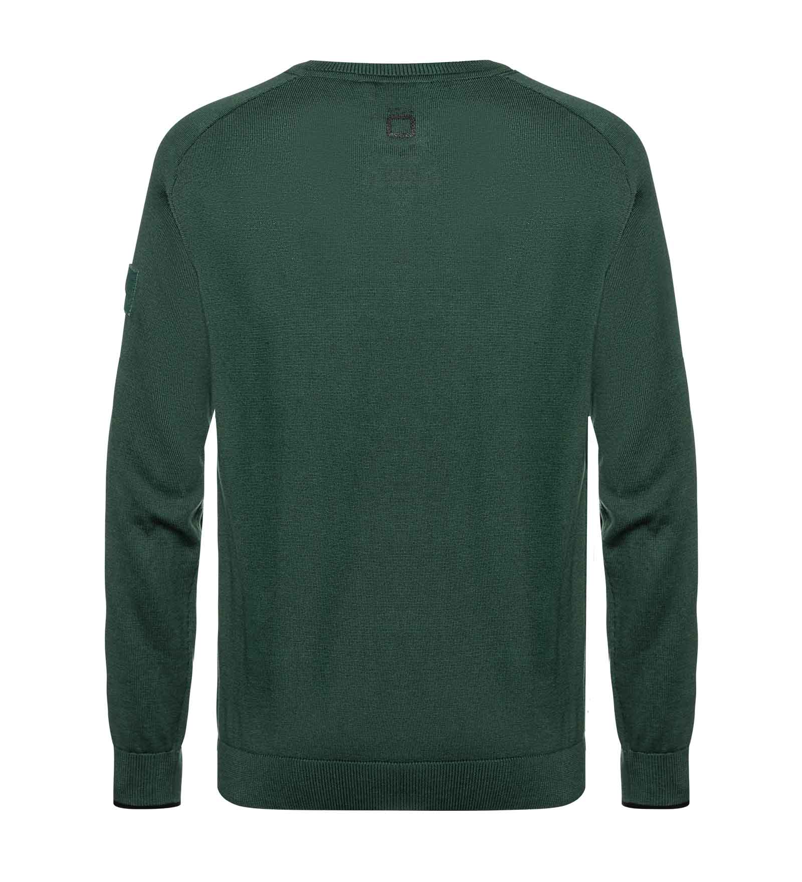 Green v neck jumper for men