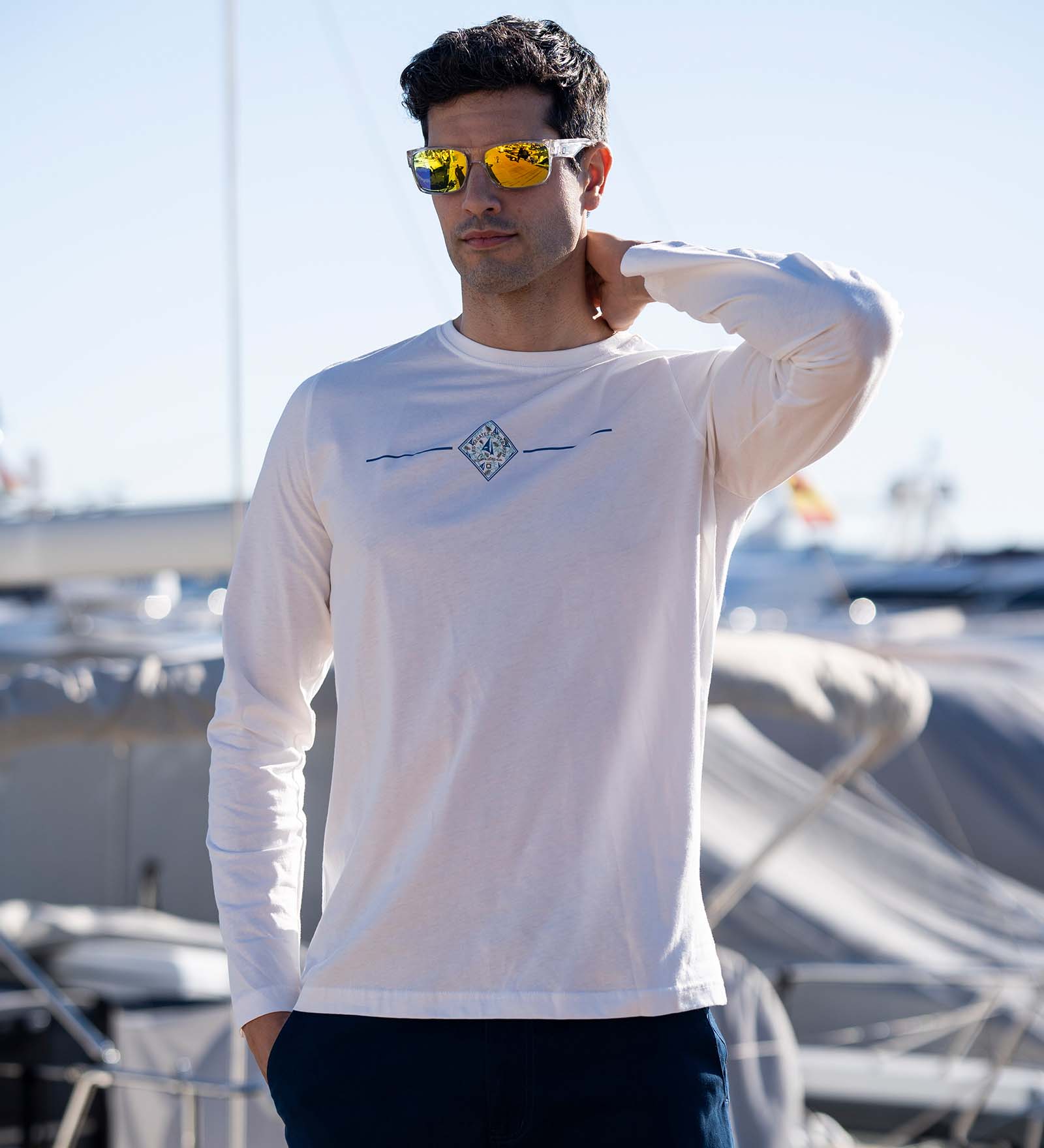 T-shirt à manches longues Blanc pour Hommes 