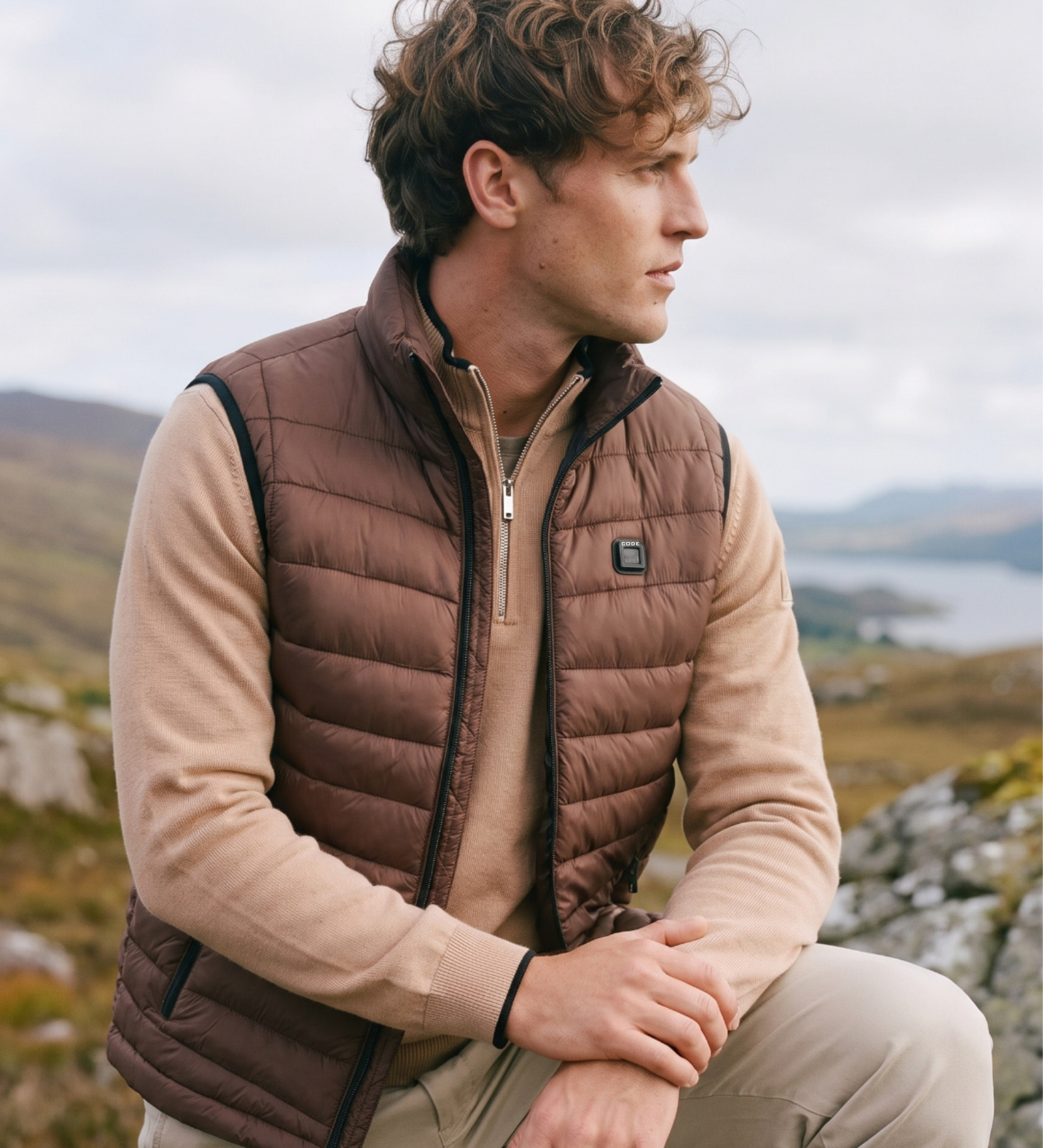 Gilet trapuntato Marrone da Uomo