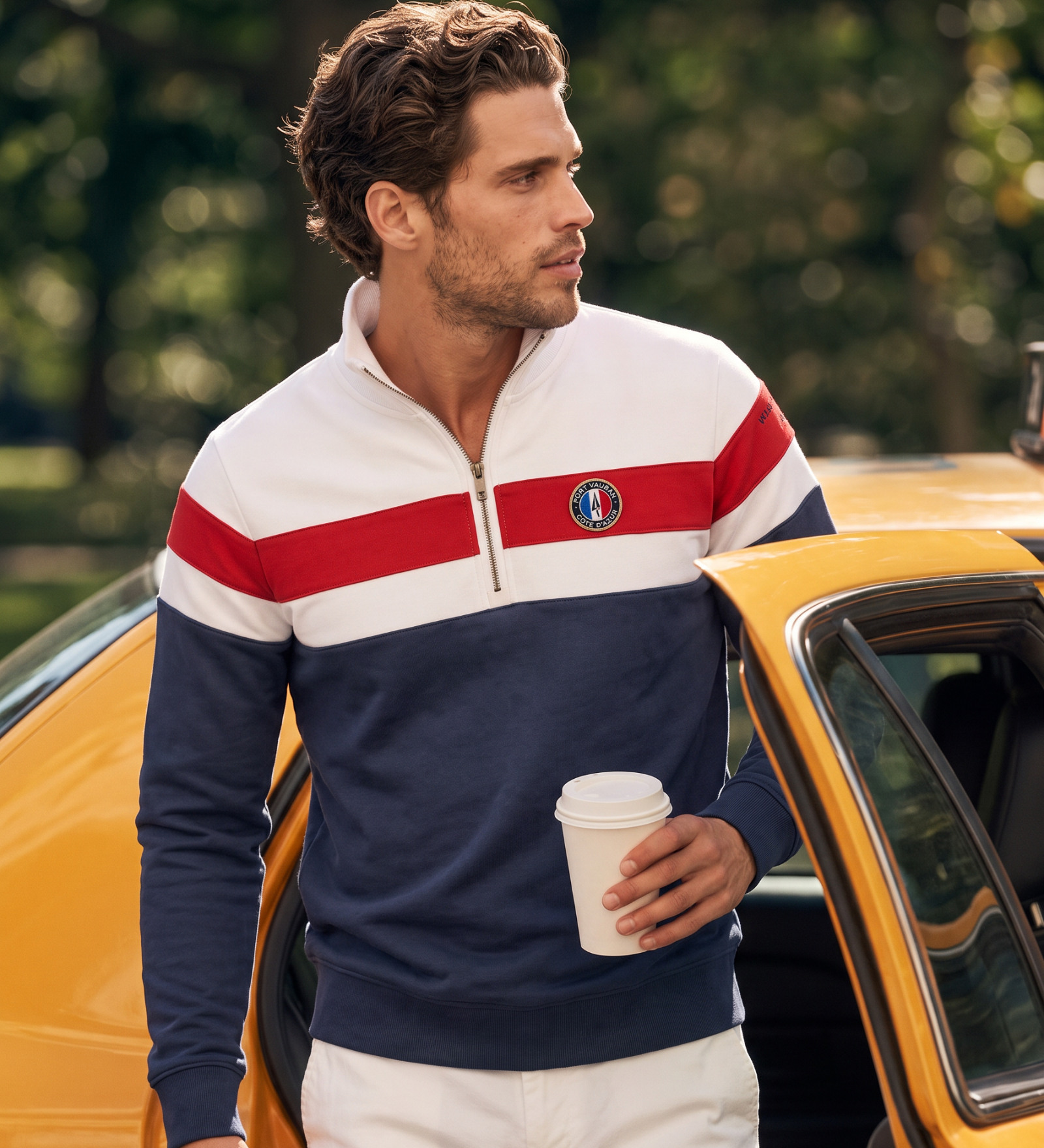Pull zippé Marine pour Hommes
