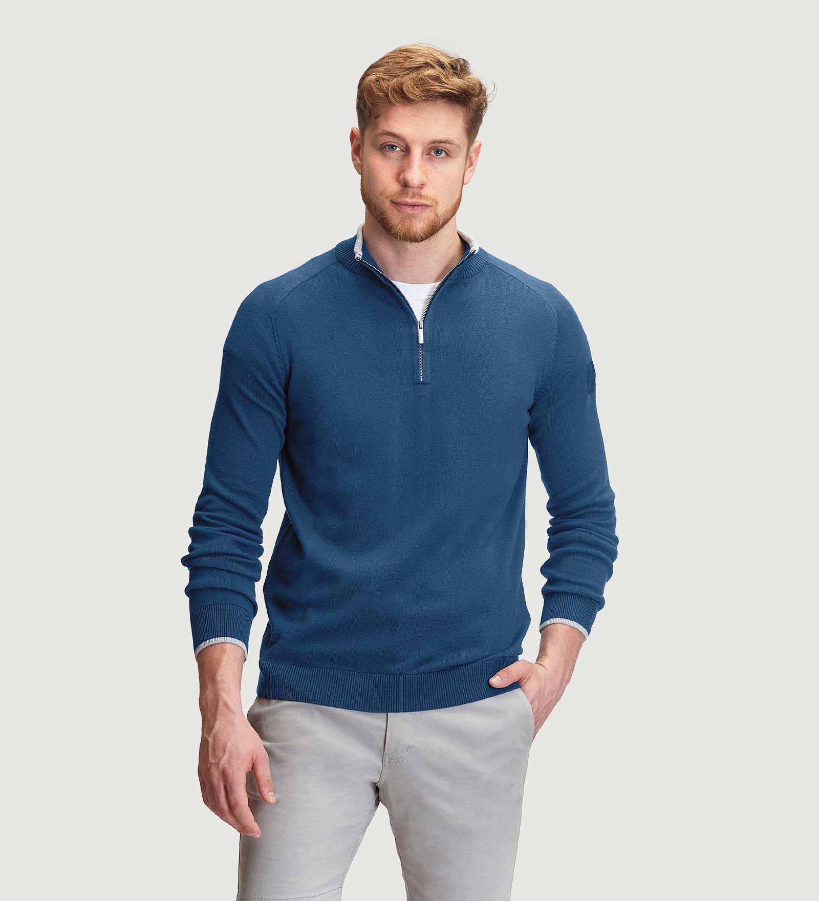 Pull zippé Marine pour Hommes 