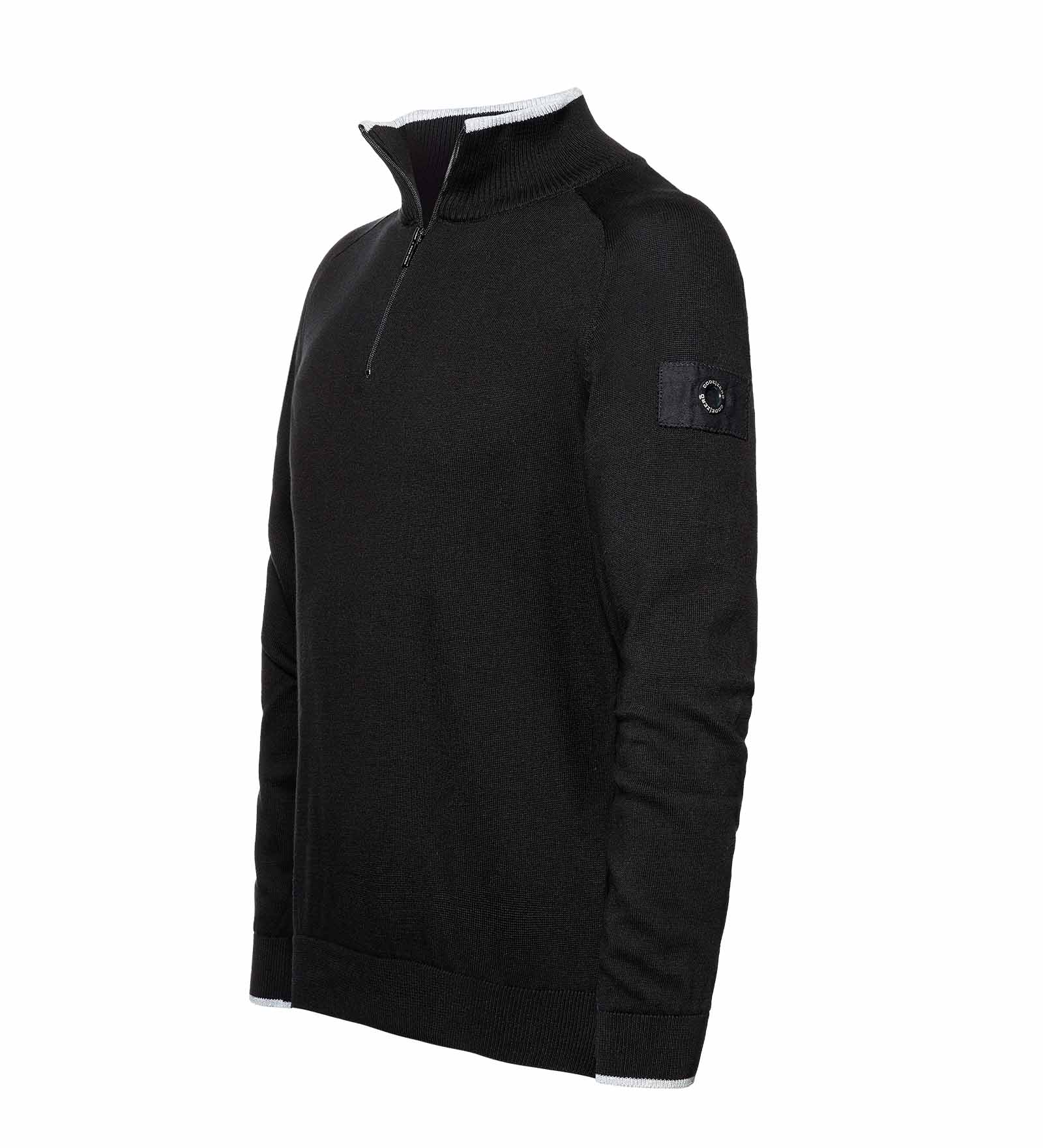 Black Jumper with half zip for men