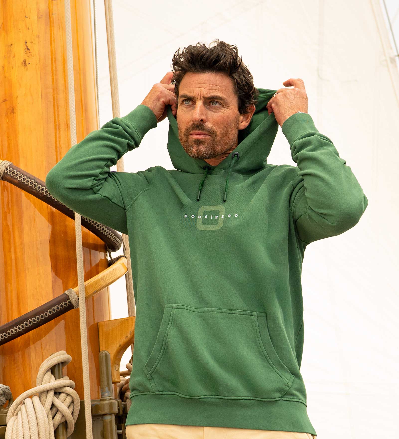 Felpa con cappuccio Verde da Uomo 