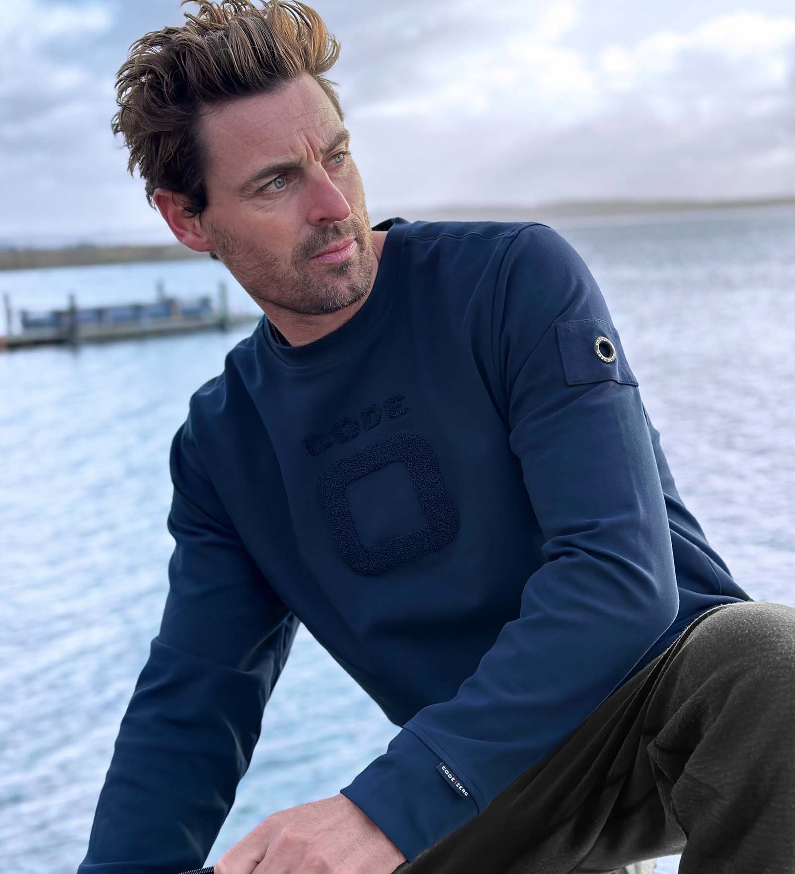 Crewneck Sweater Navy Blue for Men 