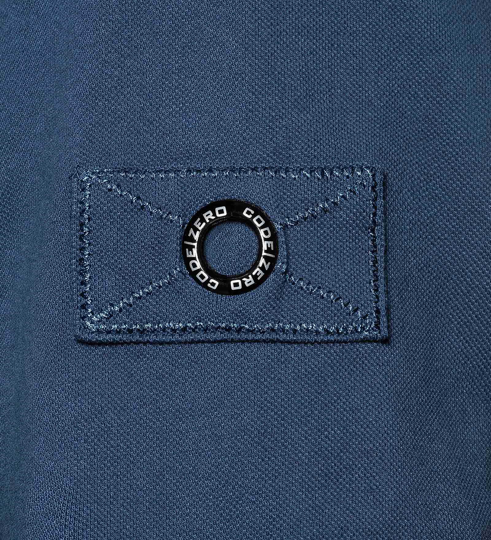 Detail of a blue polo shirt