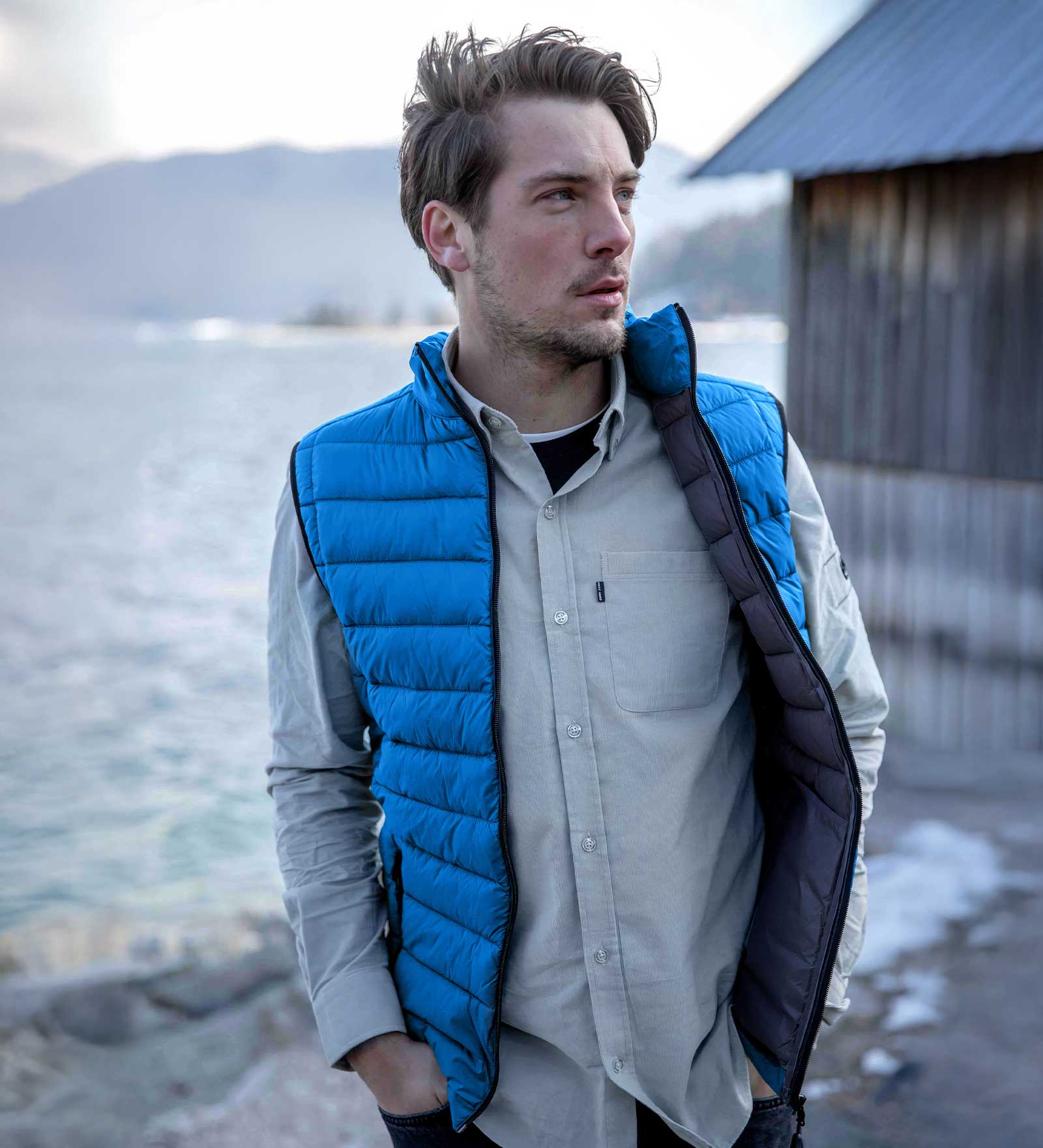 Quilted Vest Blue for Men 