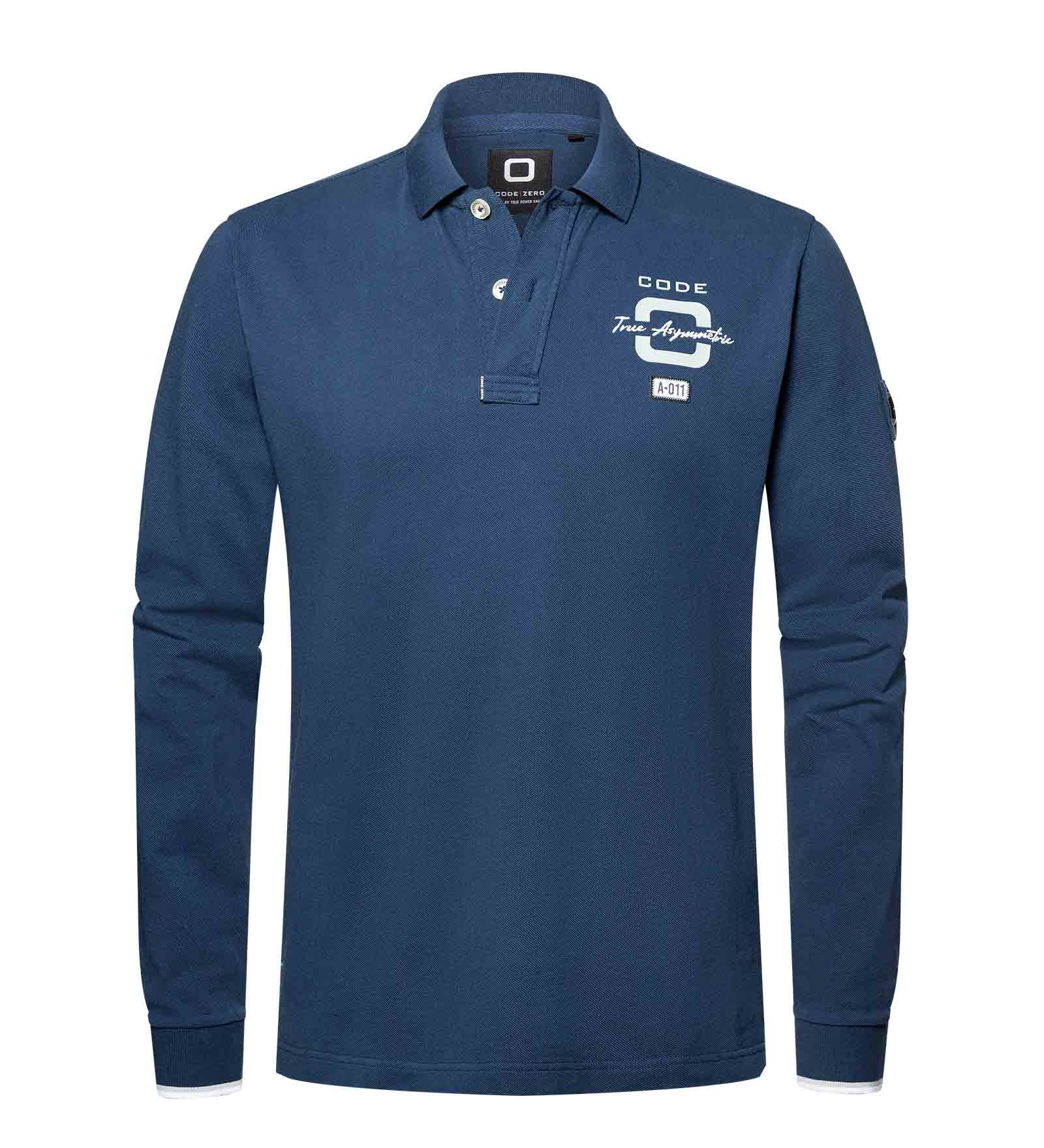 Blue long sleeve polo shirt