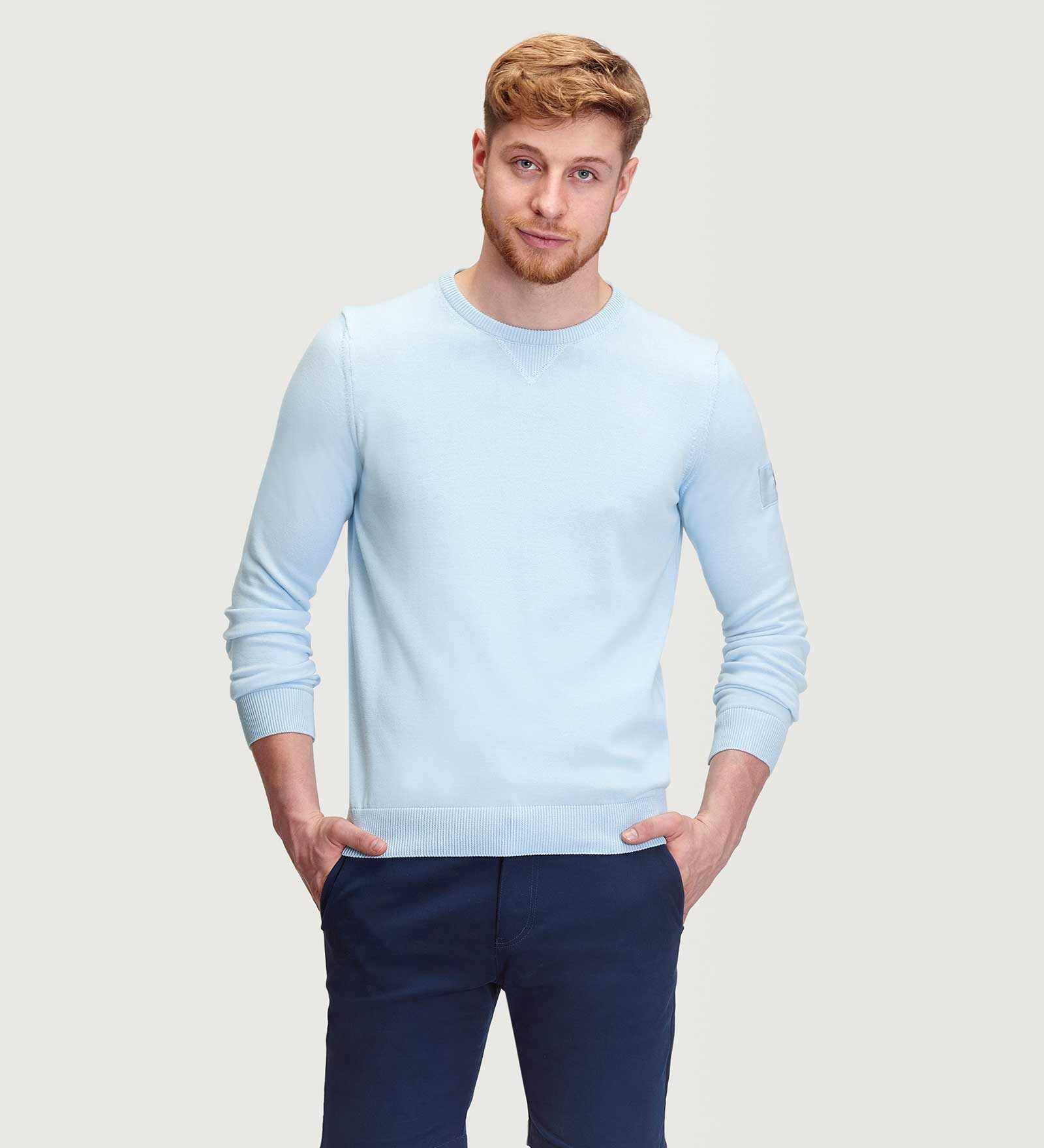 Pull à col rond Bleu pour Hommes 