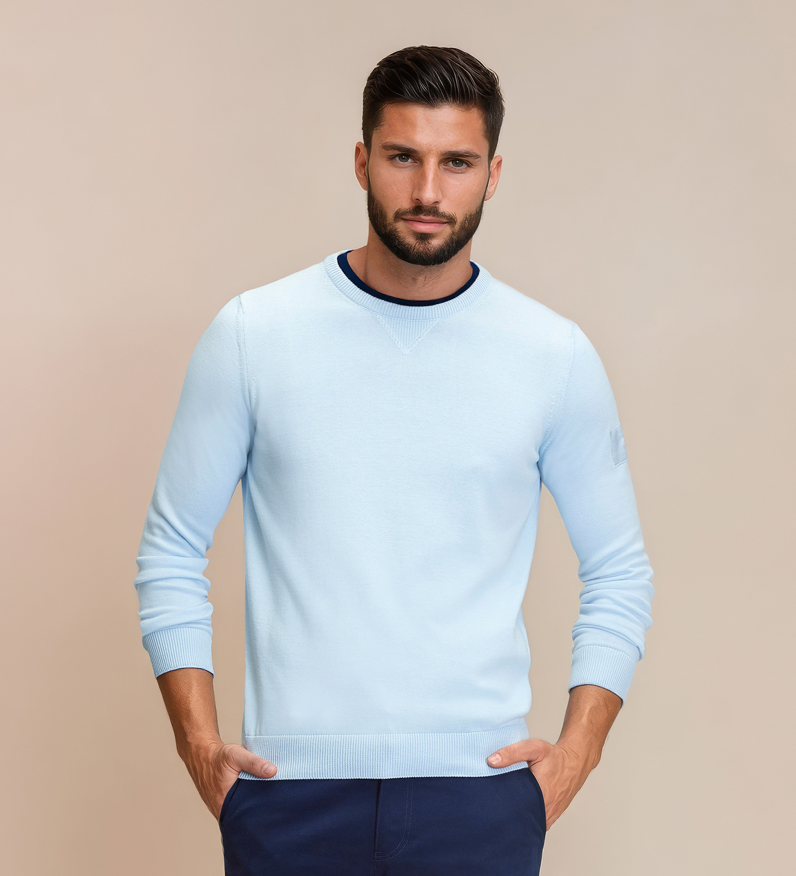 Pullover Rundhals Blau für Herren Pullover Rundhals Blau für Herren