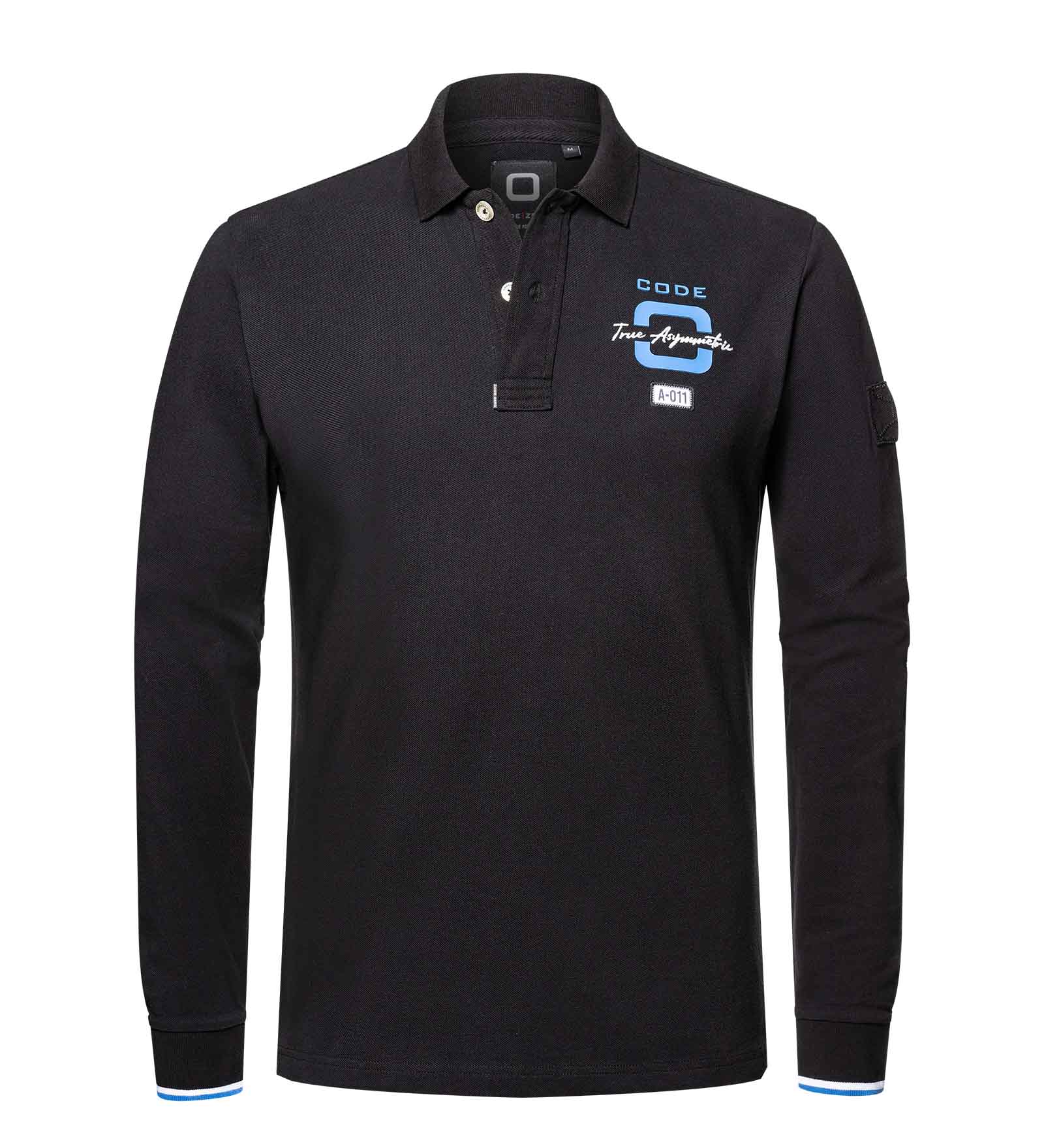 Black long sleeve polo shirt