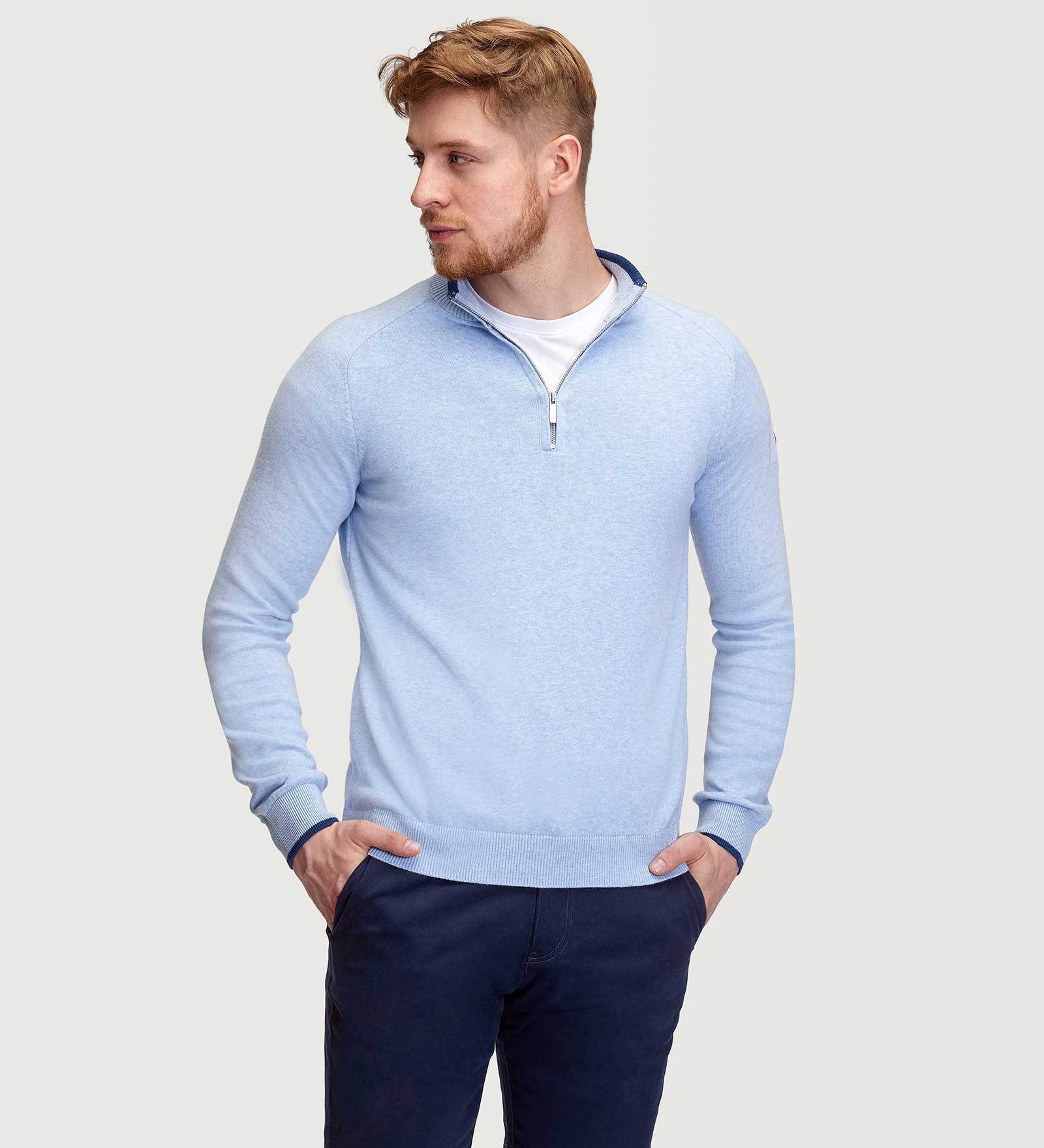 CODE-ZERO Half-Zip Sweater Men Rigging Blue L | CODE-ZERO