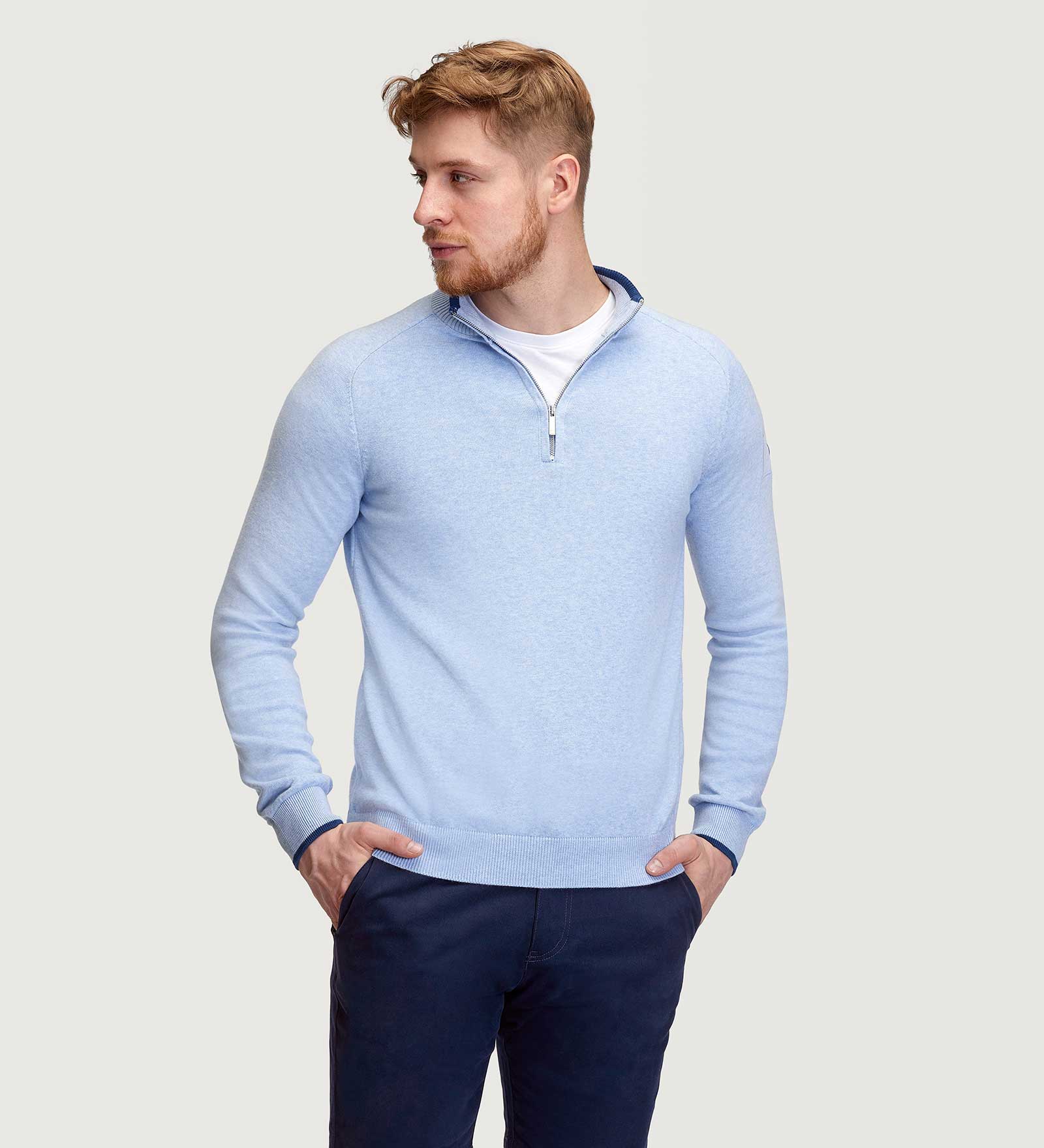 CODE-ZERO Half-Zip Sweater Men Rigging Blue L | CODE-ZERO