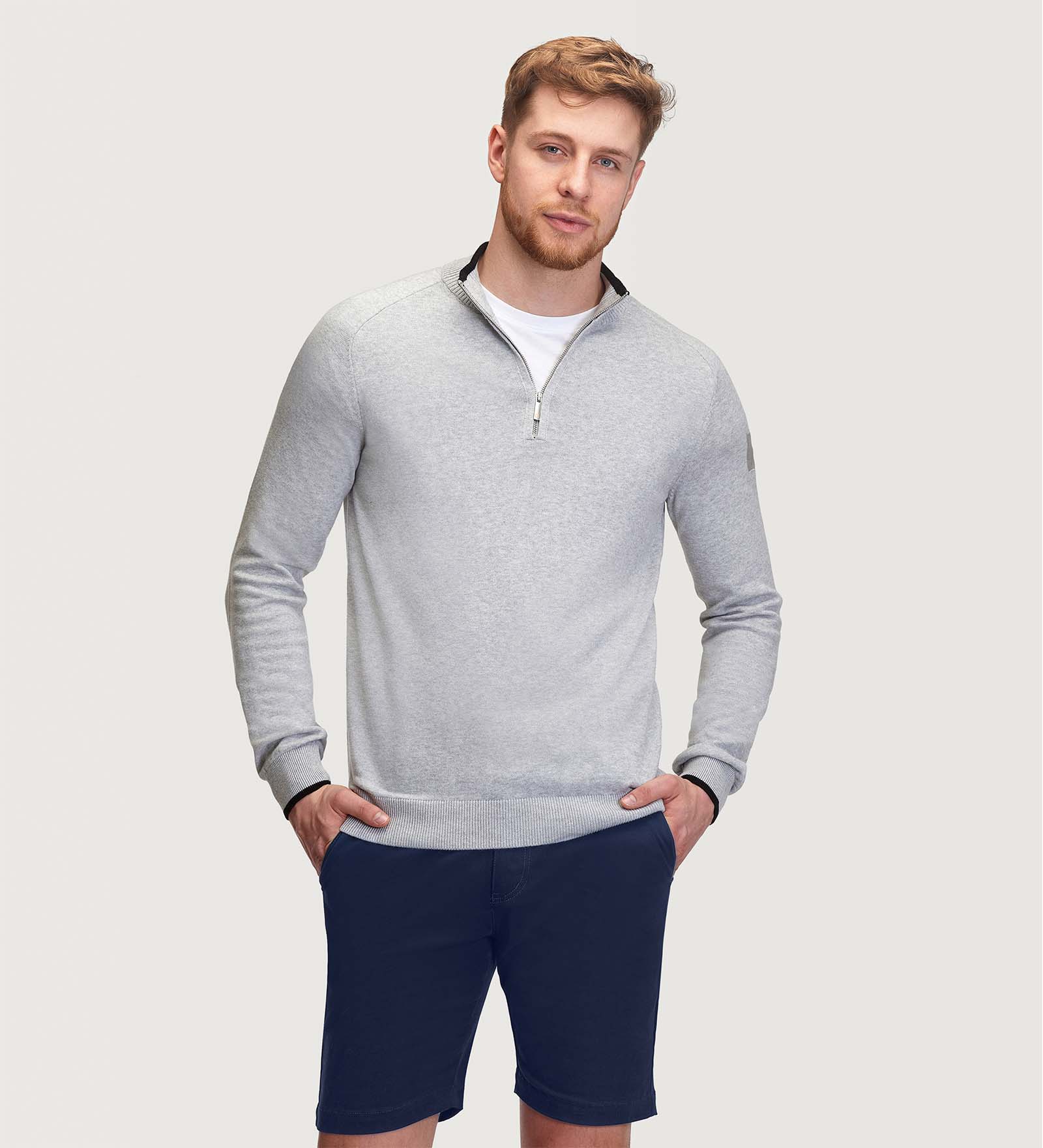 Pull zippé Gris pour Hommes 