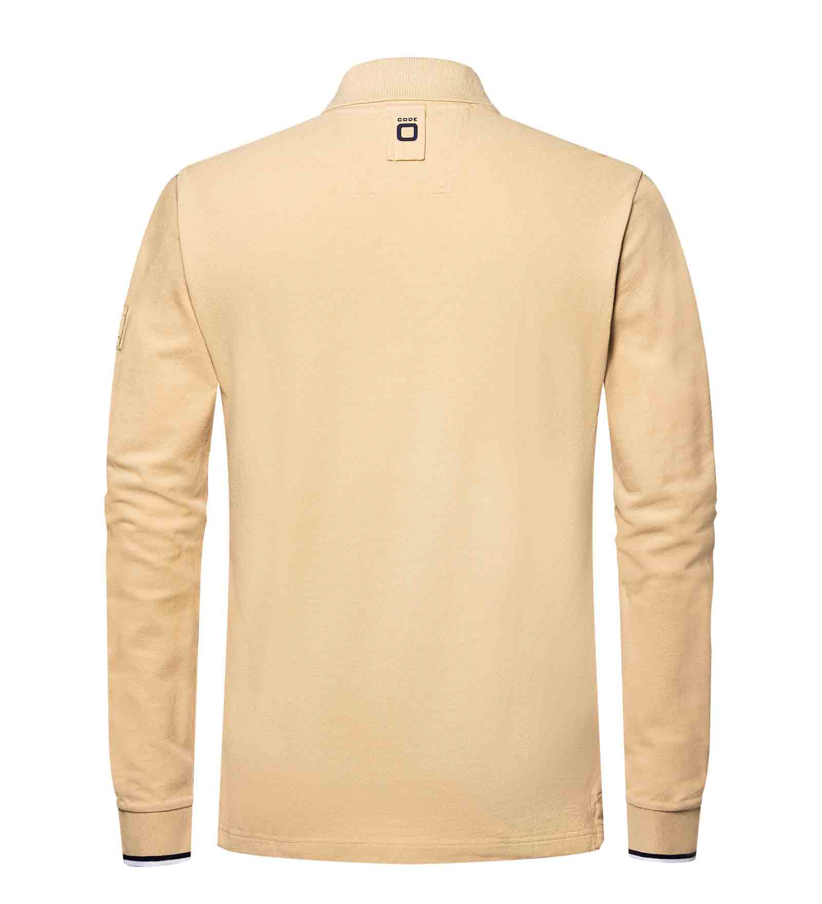 Beige long sleeve polo shirt