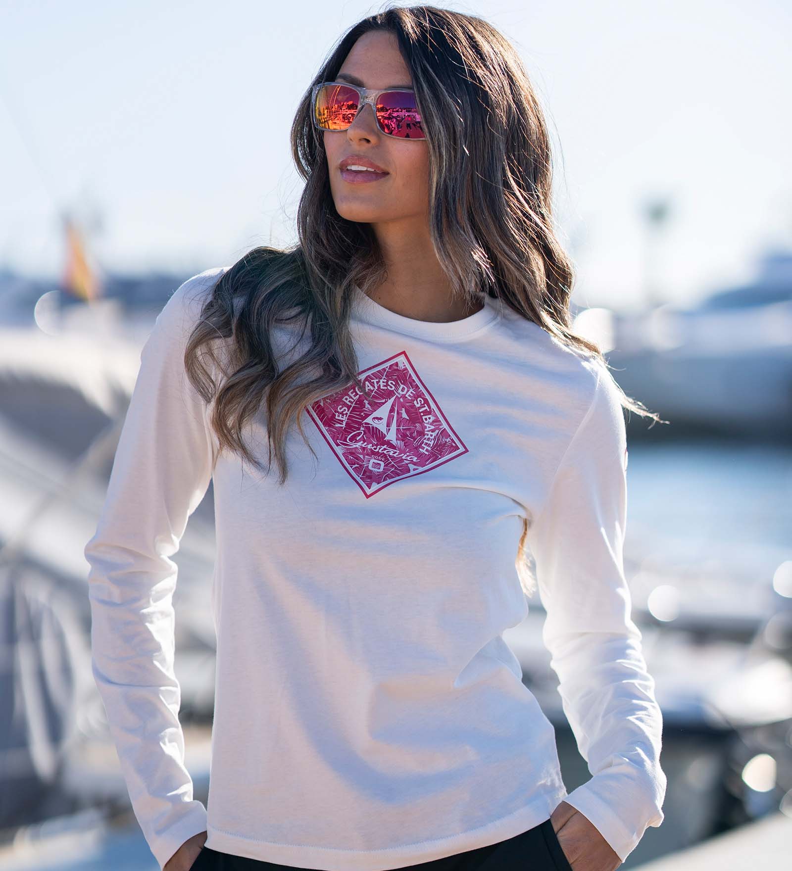 T-shirt à manches longues Blanc pour Femmes 