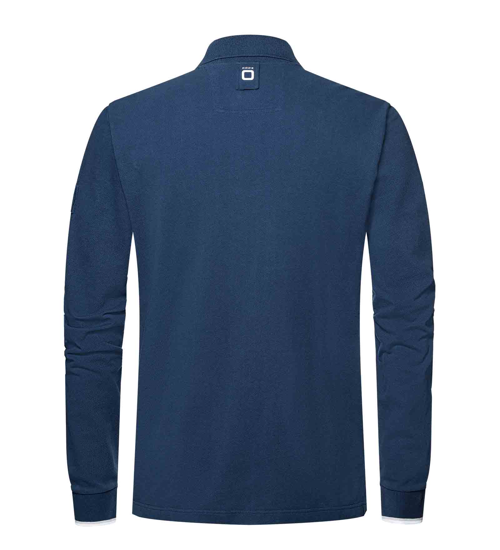 Blue long sleeve polo shirt