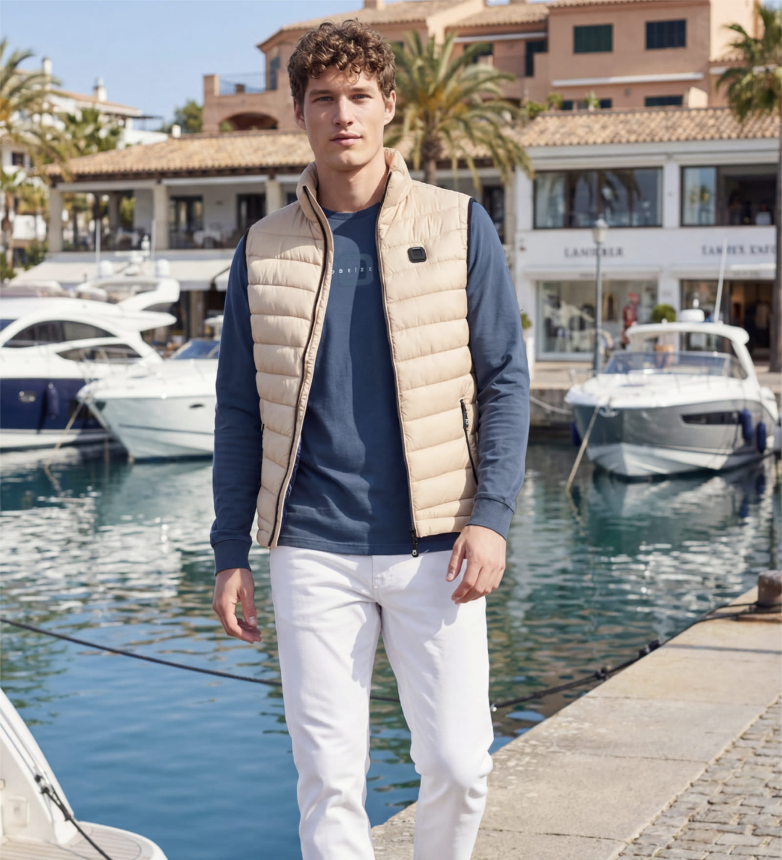 Quilted Vest Beige for Men