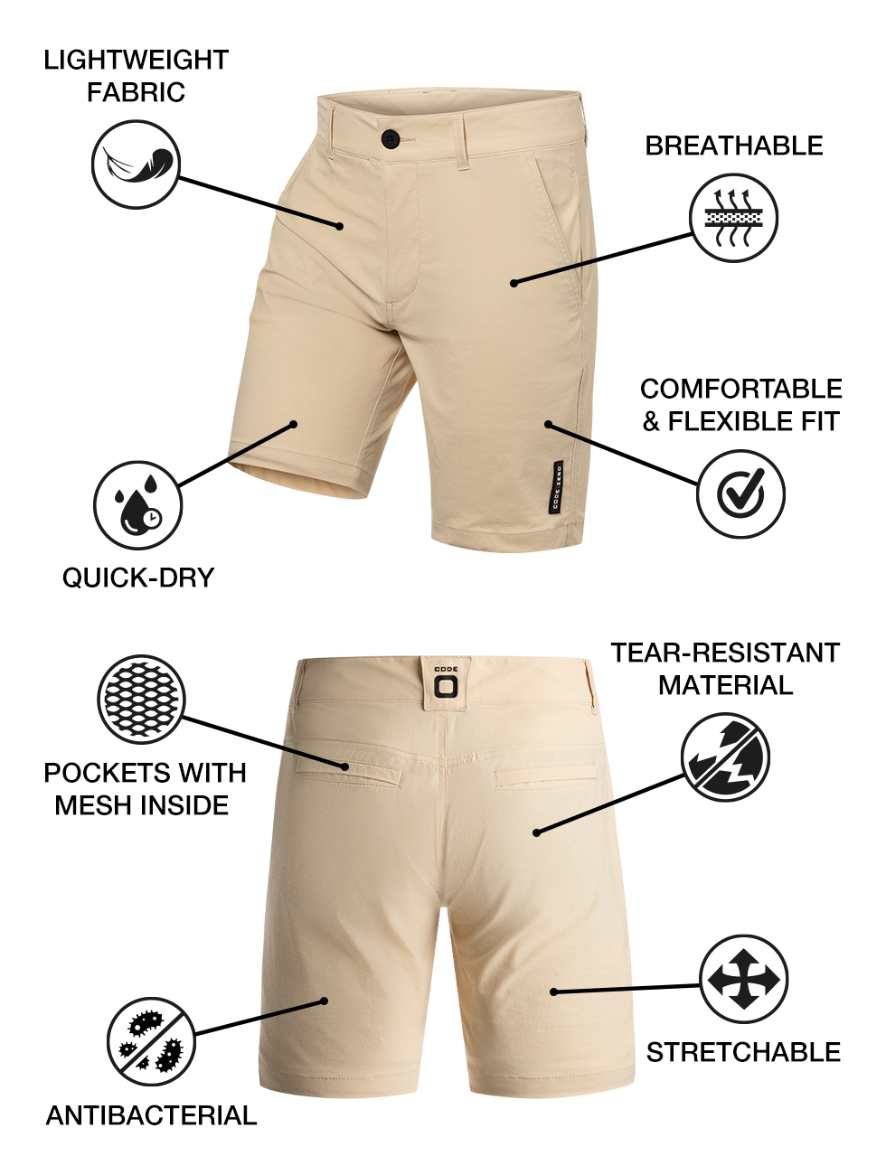 CODE-ZERO Shorts Men Club Yellow 3XL | CODE-ZERO