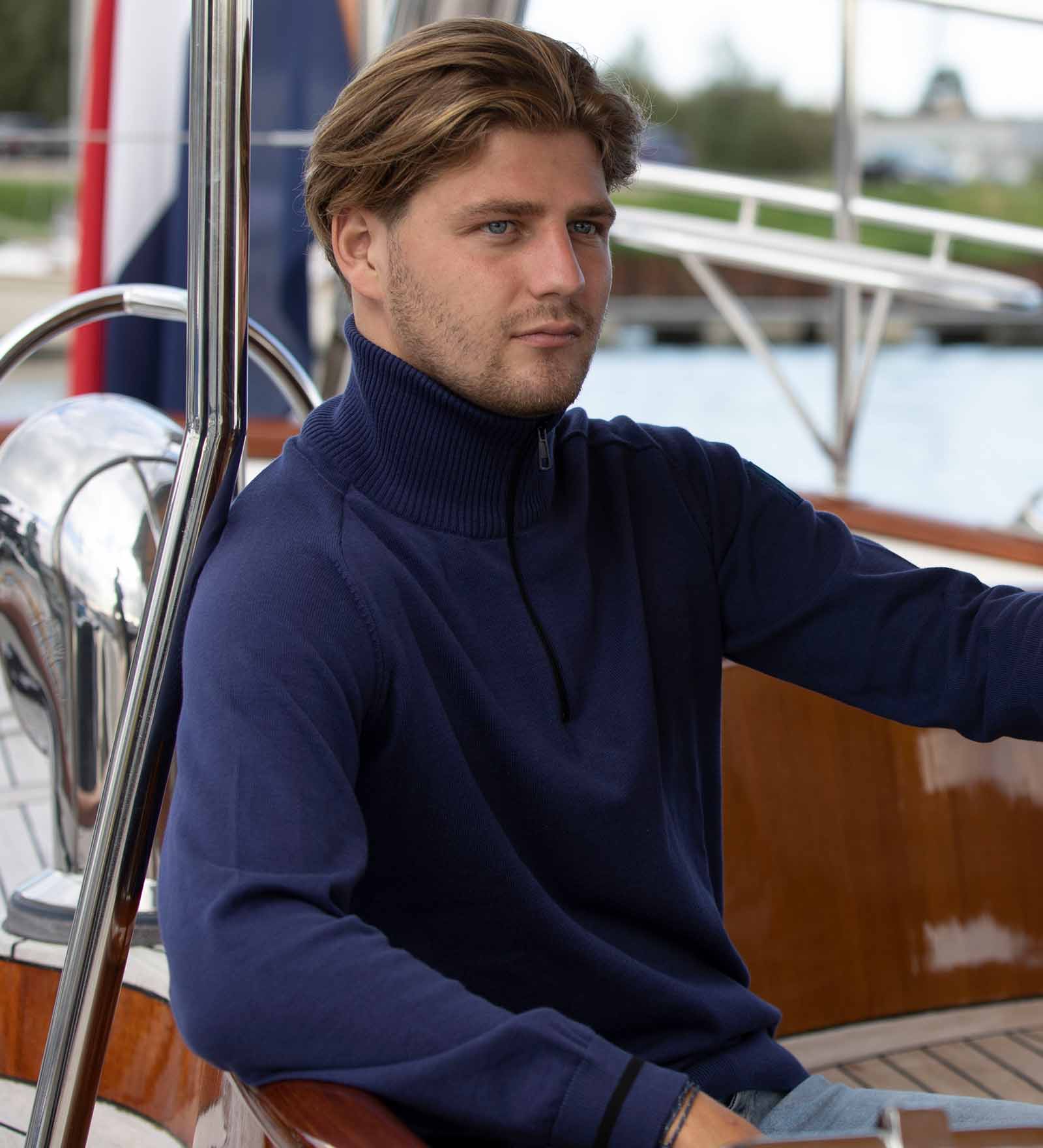 Half-Zip Sweater Navy Blue for Men 