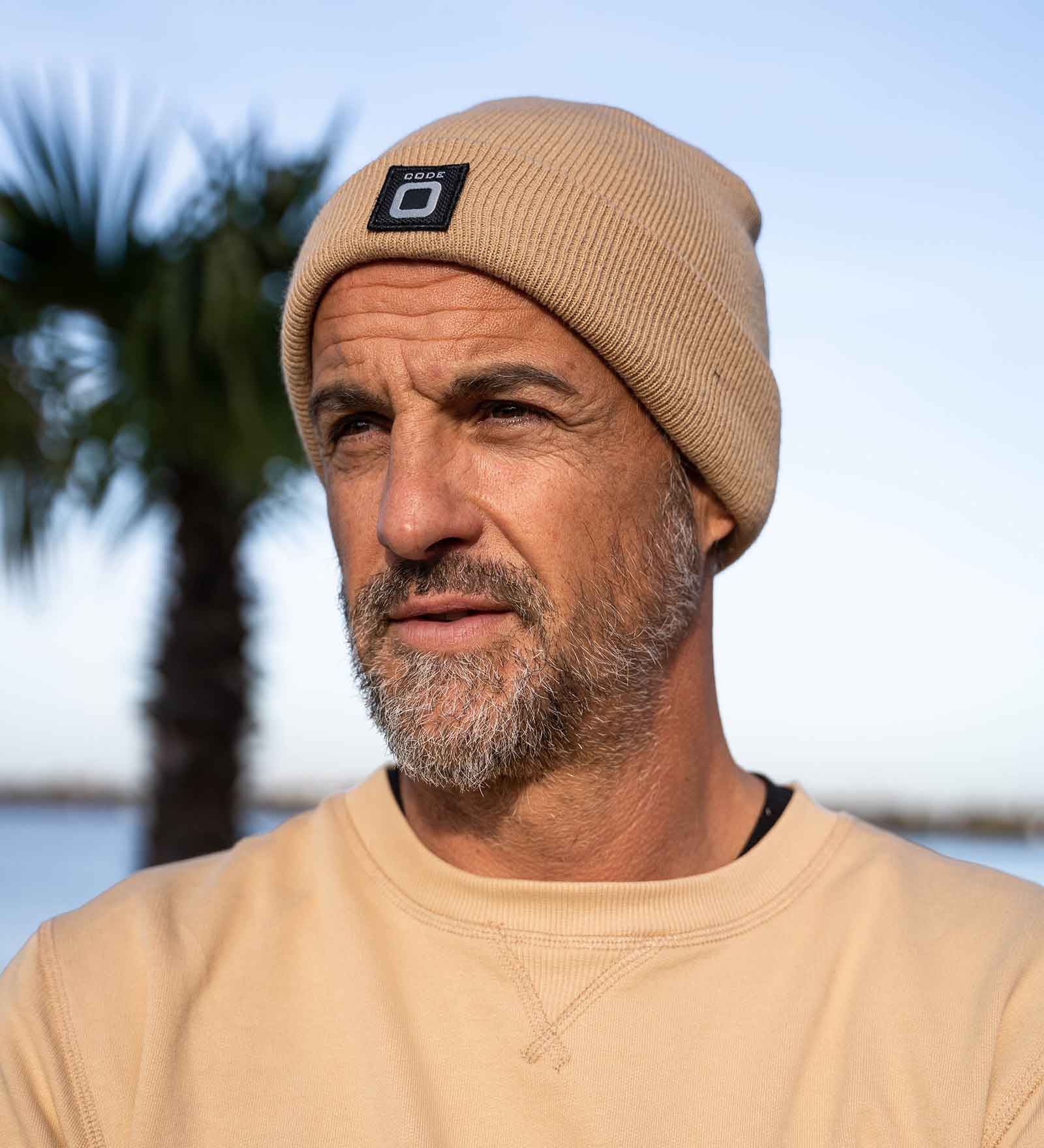 Beige beanie on sale