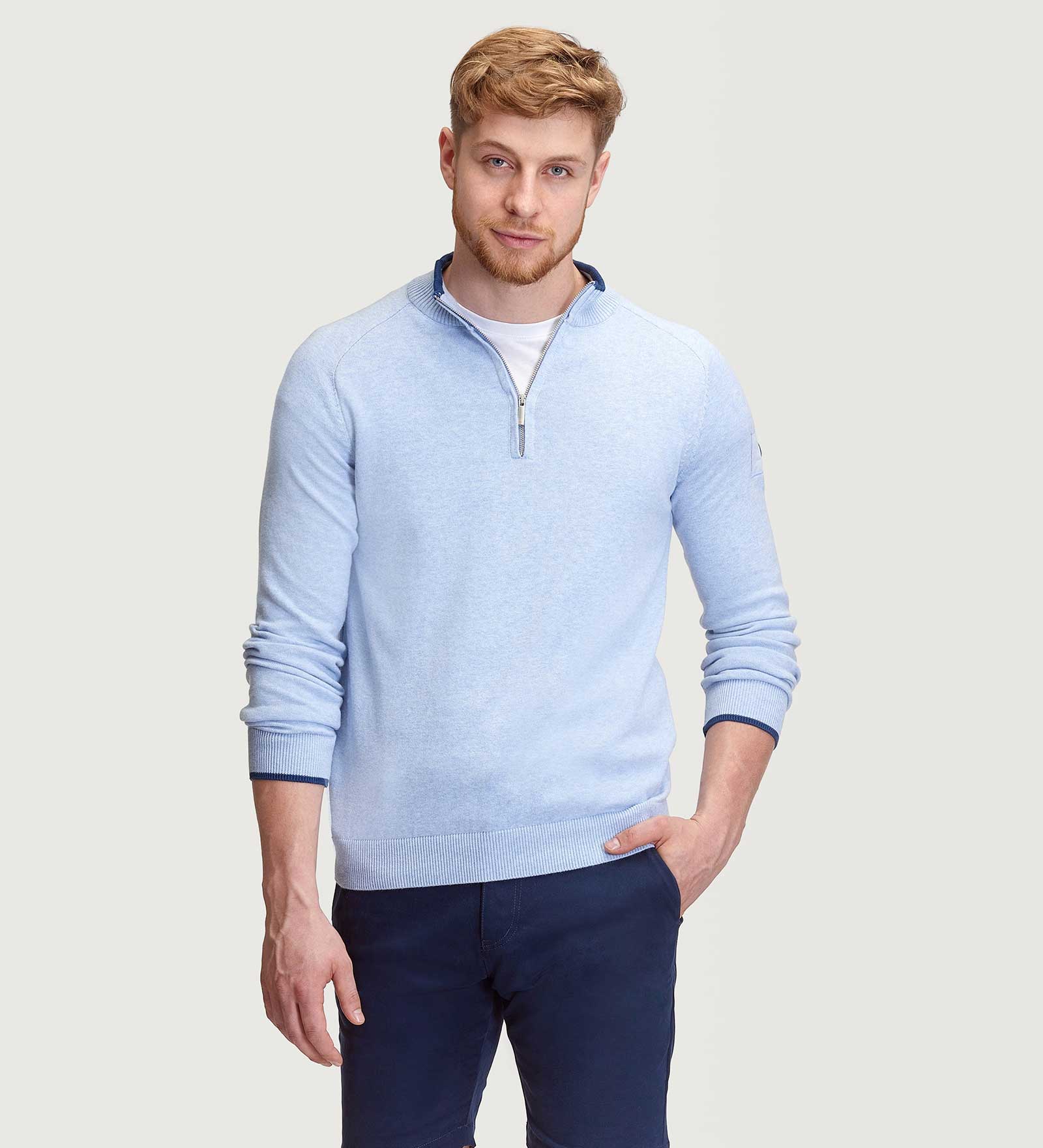 Pullover Half-Zip Blau für Herren 